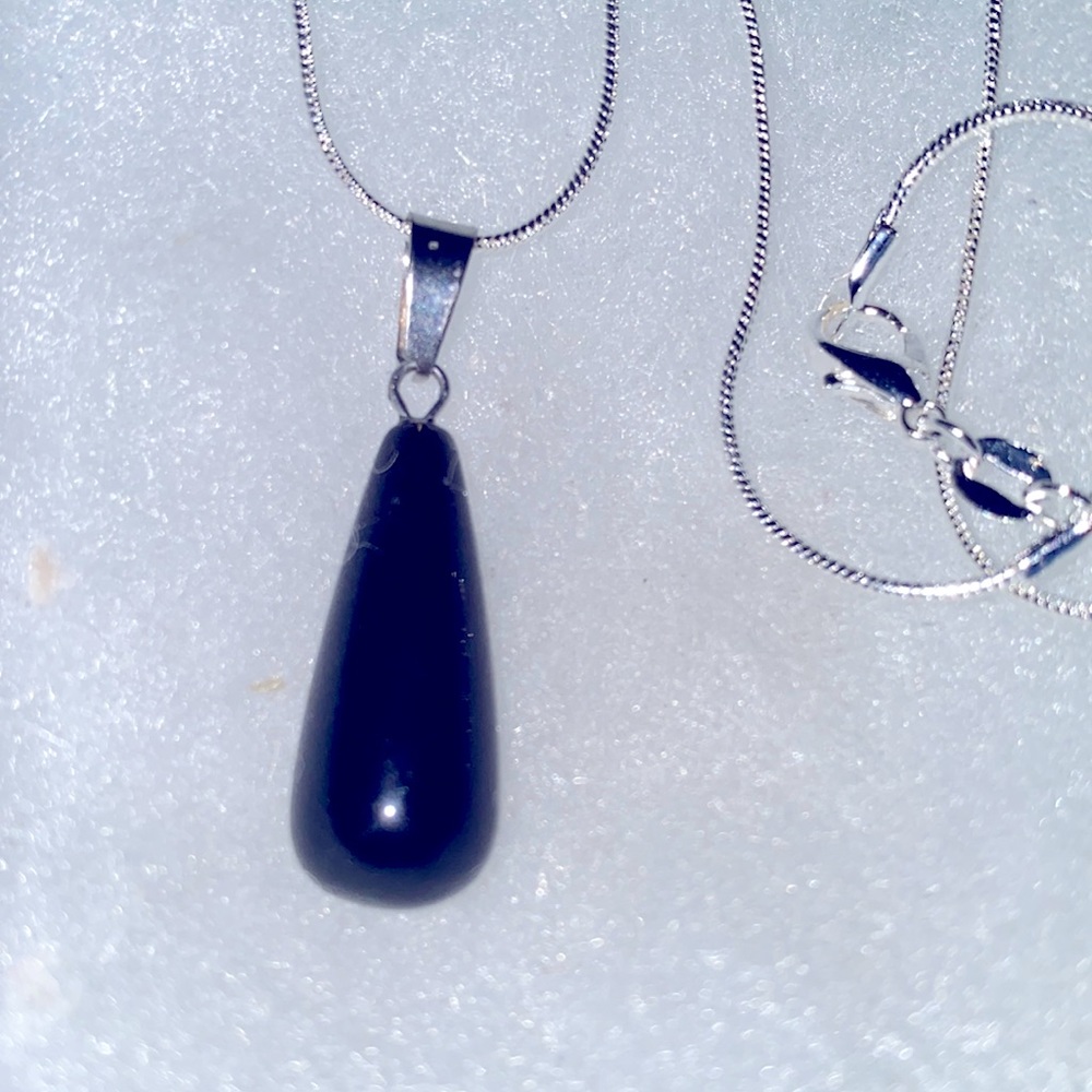 Natural Black Onyx Sterling Silver 24” Nec… - Picture 2 of 6